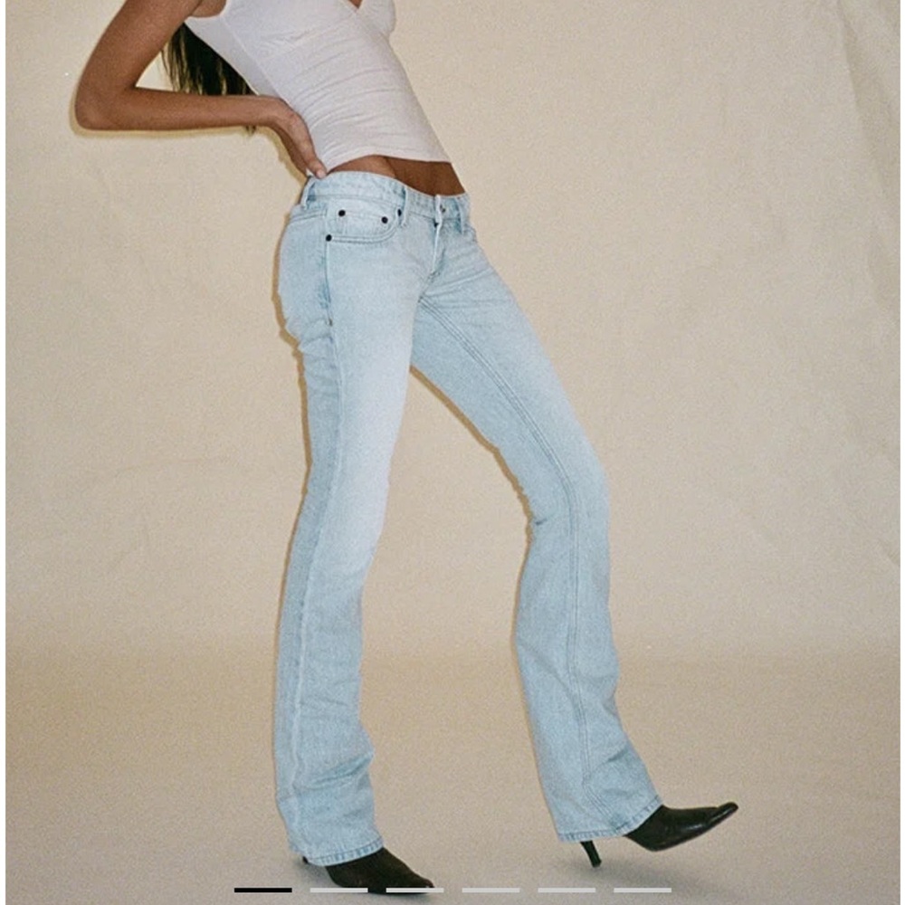 Motel rocks Ultra Low Rise Flare Jean In Sky Blue